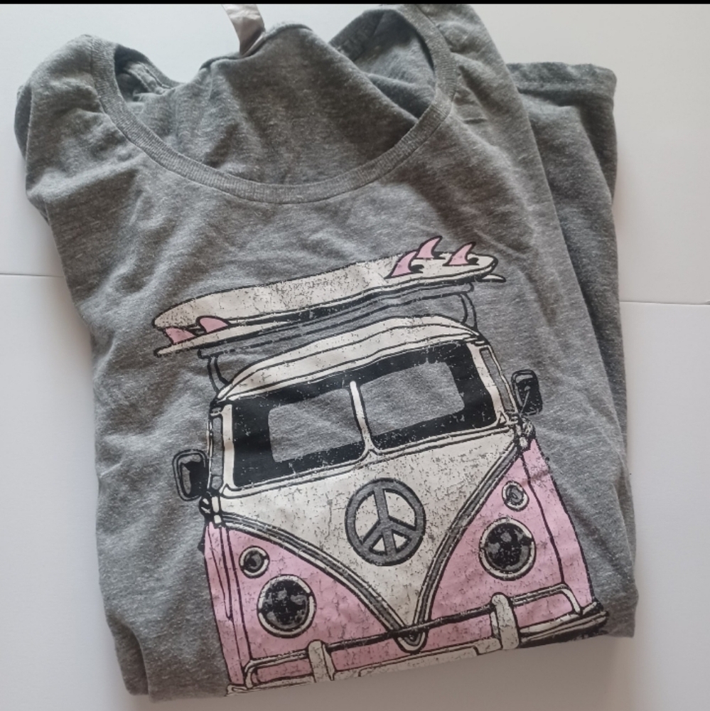 Instant Message gray Tee with Pink VW BUG wmns sz 4X